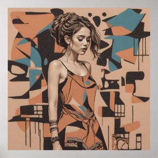 Illustration av bohemisk feminin poster