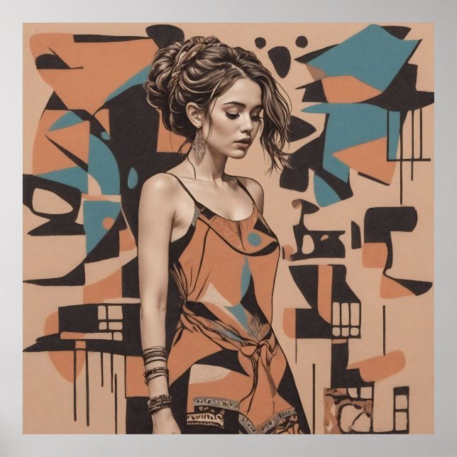 Illustration av bohemisk feminin poster (Framsidan)