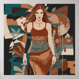 Illustration av bohemisk feminin poster