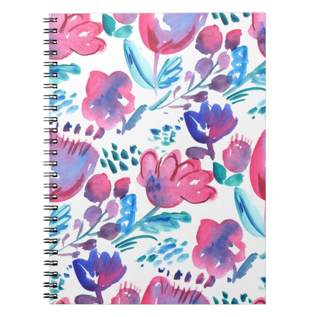 illustration av boho stil blommigt, hand plockade. anteckningsbok (Framsidan)