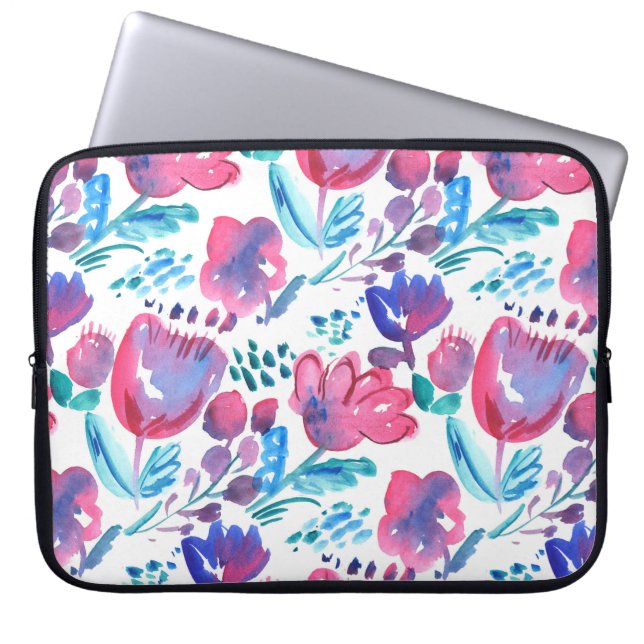 illustration av boho stil blommigt, hand plockade. laptop fodral (Framsidan)