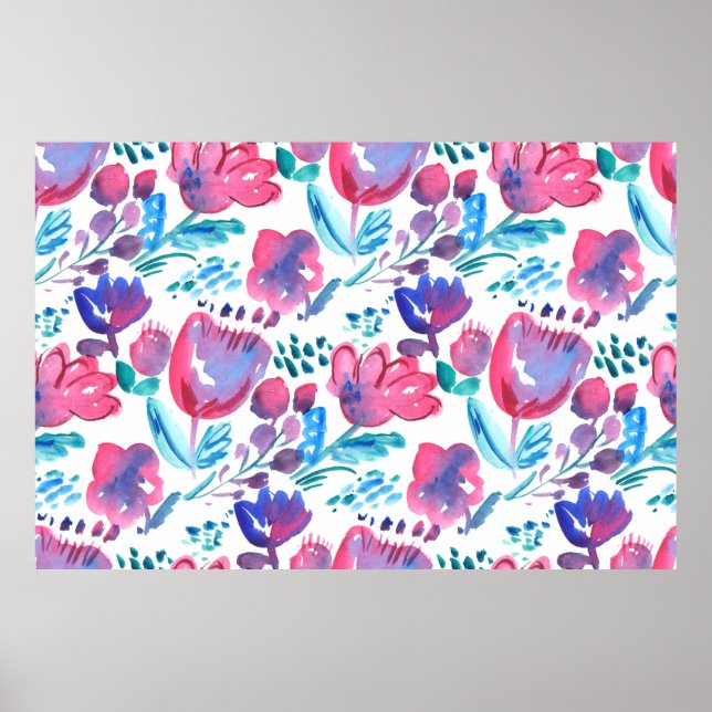 illustration av boho stil blommigt, hand plockade. poster (Framsidan)