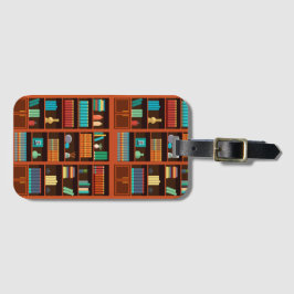 Illustration av bokhyllor bagagebricka