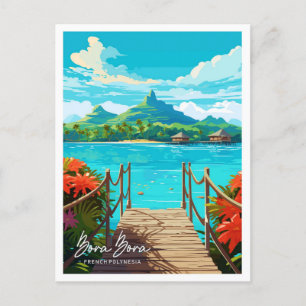 Illustration av Bora Bora Vintage resor Vykort