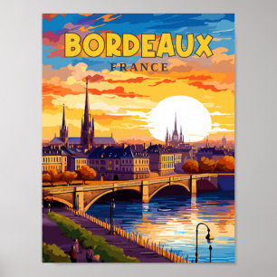 illustration av Bordeaux Frankrike vintage resor Poster