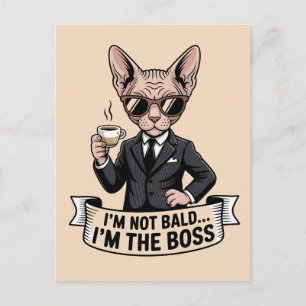 Illustration av Boss Sphynx Katt Kaffe Vykort