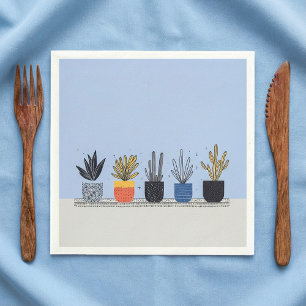 Illustration av botaniska krukväxter pappersservett