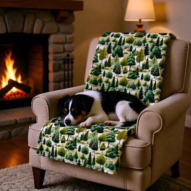 Illustration av botaniska utskrifter i grönt Fores Fleecefilt (Skapare uppladdad)