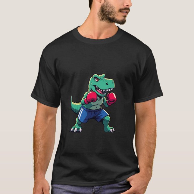 Illustration av Boxing Dinosaur-Tecknad T Shirt (Framsida)