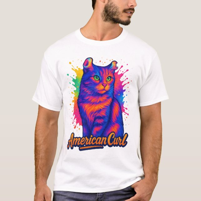 Illustration av brant amerikansk katt t shirt (Framsida)