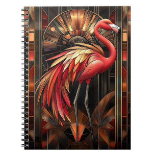 Illustration av brant Art Deco Flamingo Anteckningsbok