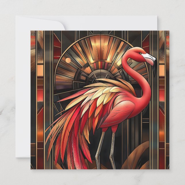Illustration av brant Art Deco Flamingo Julkort (Framsida)