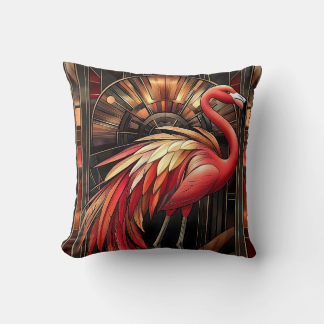 Illustration av brant Art Deco Flamingo Kudde (Framsida)