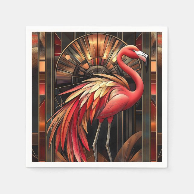 Illustration av brant Art Deco Flamingo Pappersservett (Framsidan)