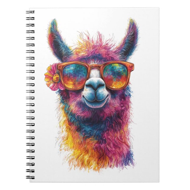 Illustration av brant Llama-huvud - färgstark, uni Anteckningsbok (Framsidan)