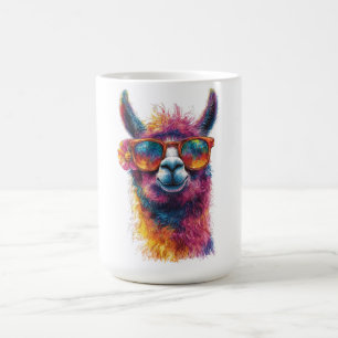 Illustration av brant Llama-huvud - färgstark, uni Kaffemugg