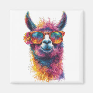 Illustration av brant Llama-huvud - färgstark, uni Magnet