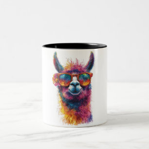 Illustration av brant Llama-huvud - färgstark, uni Två-Tonad Mugg