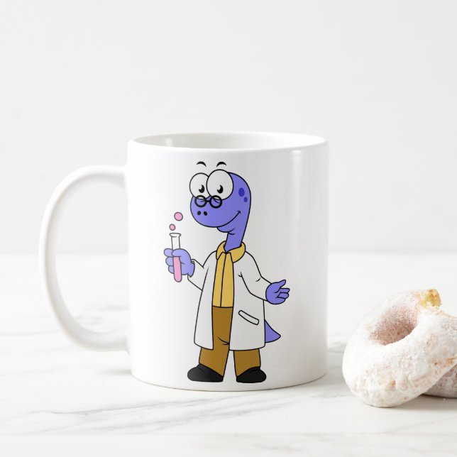 Illustration av Brontosaurus-kemist. Kaffemugg (Med munk)