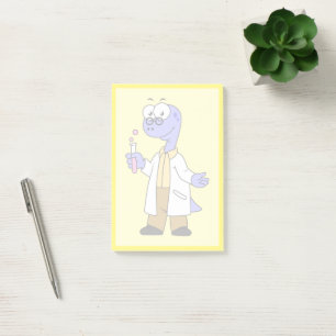 Illustration av Brontosaurus-kemist. Post-it Block