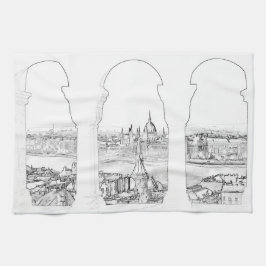 Illustration av Budapest-parlamentet och det unger Kökshandduk