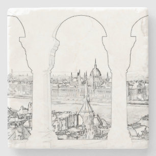Illustration av Budapest-parlamentet och det unger Stenunderlägg