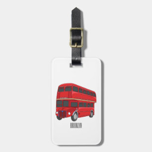illustration av buss-tecknaden dubbla-decker bagagebricka
