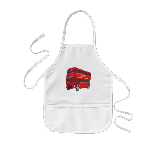 illustration av buss-tecknaden dubbla-decker barnförkläde (Framsidan)