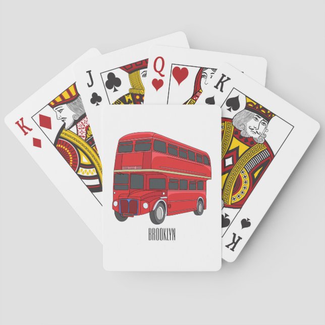 illustration av buss-tecknaden dubbla-decker casinokort (Baksidan)