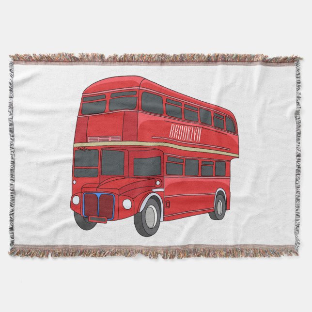 illustration av buss-tecknaden dubbla-decker filt (Framsidan)