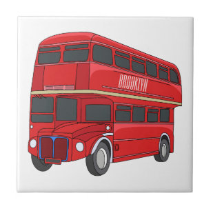 illustration av buss-tecknaden dubbla-decker kakelplatta