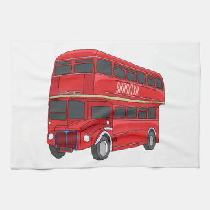 illustration av buss-tecknaden dubbla-decker kökshandduk