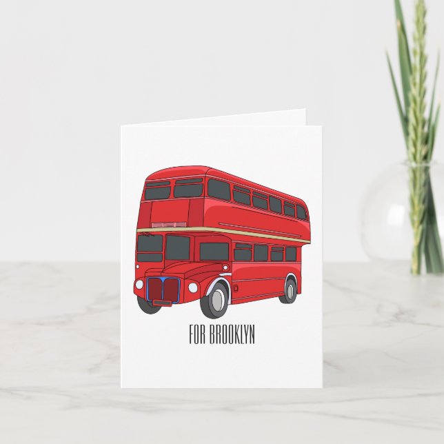 illustration av buss-tecknaden dubbla-decker kort (Framsida)