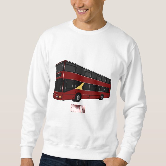 illustration av buss-tecknaden dubbla-decker lång ärmad tröja (Framsida)
