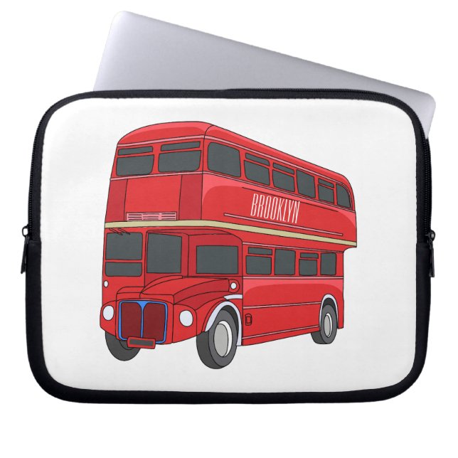 illustration av buss-tecknaden dubbla-decker laptop fodral (Framsidan)
