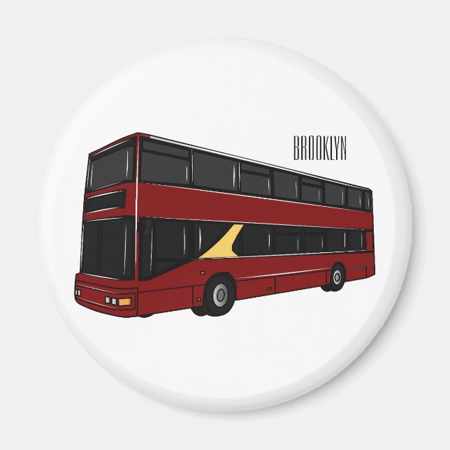 illustration av buss-tecknaden dubbla-decker magnet (Framsidan)