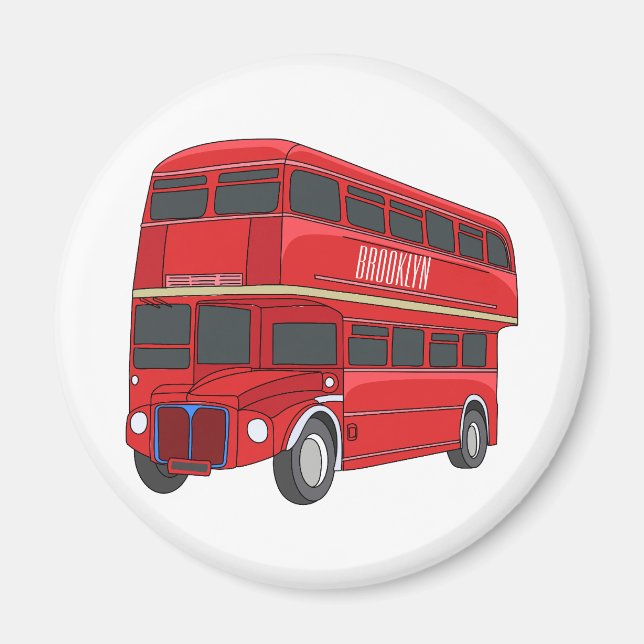 illustration av buss-tecknaden dubbla-decker magnet (Framsidan)
