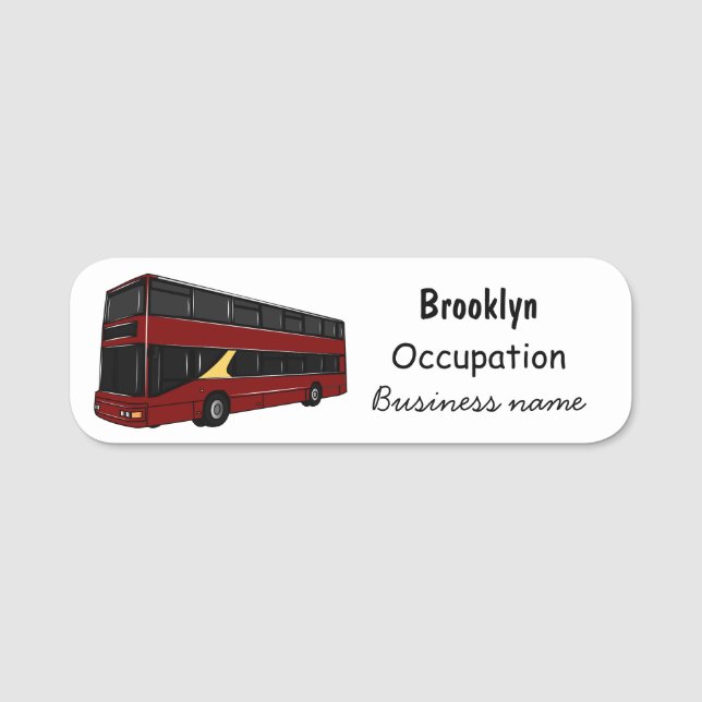 illustration av buss-tecknaden dubbla-decker namnbricka (Framsida)