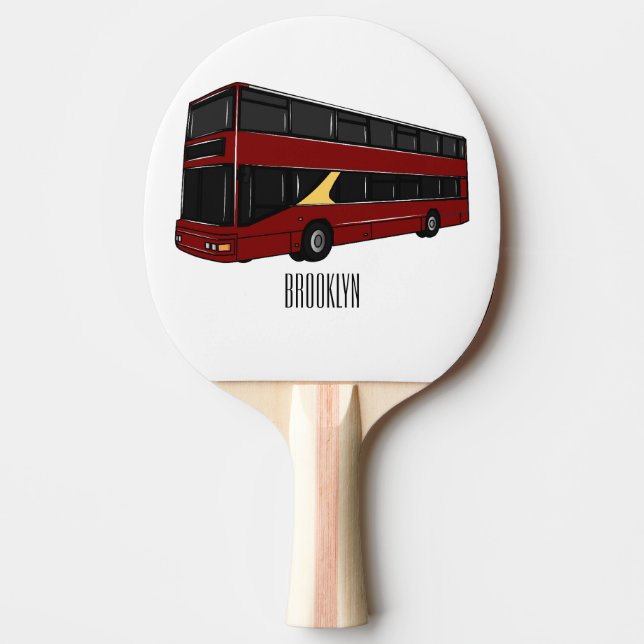 illustration av buss-tecknaden dubbla-decker pingisracket (Framsidan)