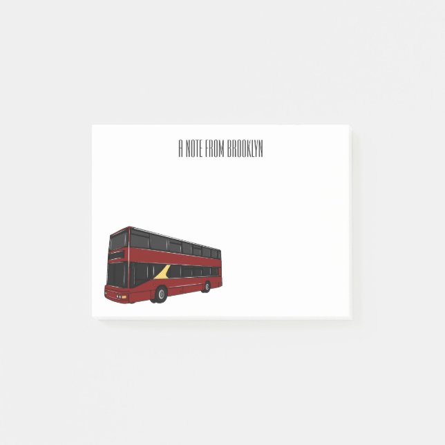 illustration av buss-tecknaden dubbla-decker post-it block (Framsida)