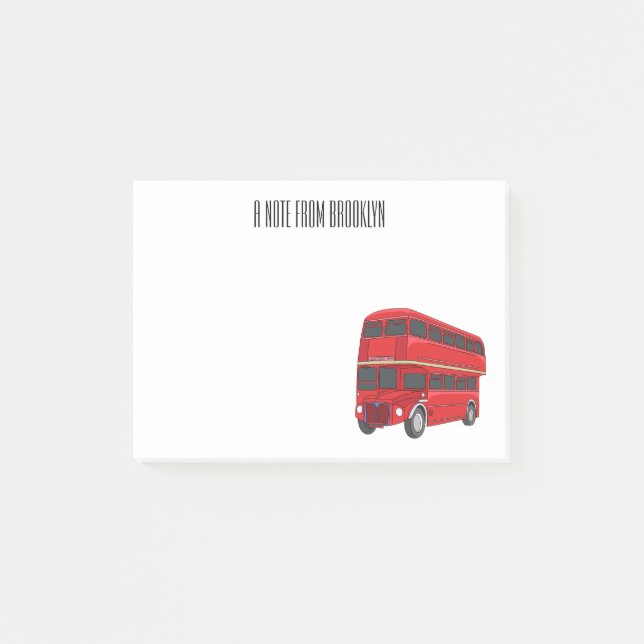 illustration av buss-tecknaden dubbla-decker post-it block (Framsida)