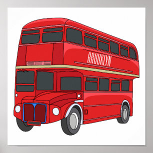 illustration av buss-tecknaden dubbla-decker poster