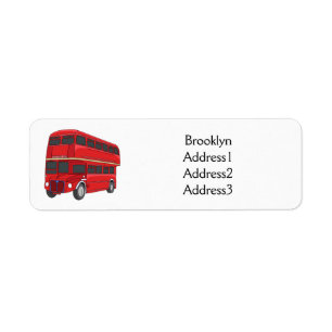 illustration av buss-tecknaden dubbla-decker returadress etikett