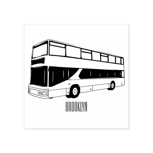 illustration av buss-tecknaden dubbla-decker stämpel (Tryck)