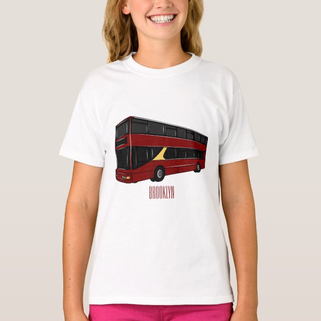 illustration av buss-tecknaden dubbla-decker t shirt (Framsida)