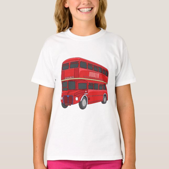 illustration av buss-tecknaden dubbla-decker t shirt (Framsida)