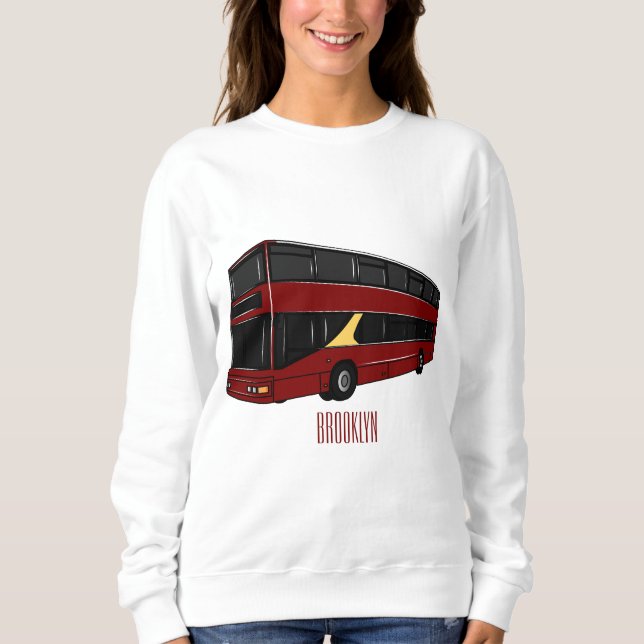 illustration av buss-tecknaden dubbla-decker t shirt (Framsida)
