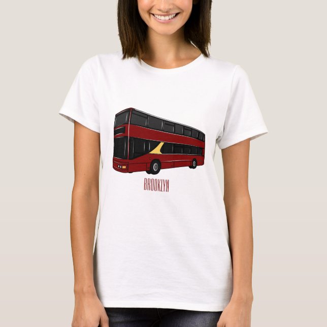 illustration av buss-tecknaden dubbla-decker t shirt (Framsida)