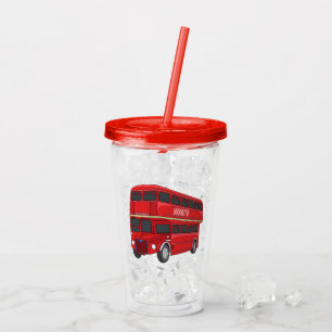 illustration av buss-tecknaden dubbla-decker take away mugg