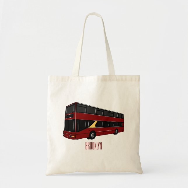 illustration av buss-tecknaden dubbla-decker tygkasse (Framsidan)